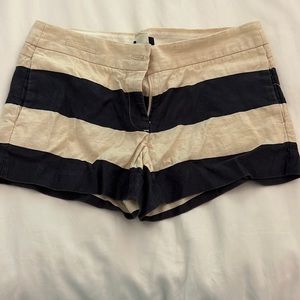 Navy and off white/ecru linen shorts